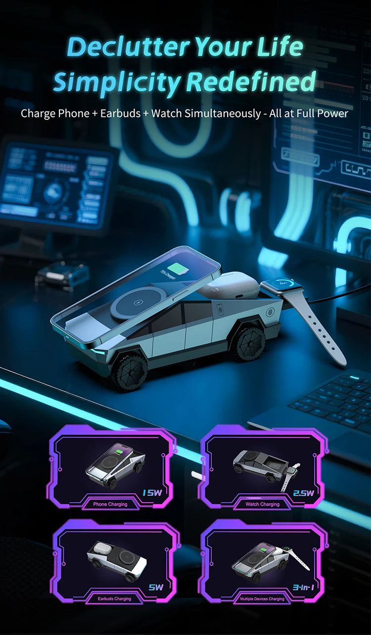 Cybertruck 3-in-1 MagSafe Fast Wireless Charger
